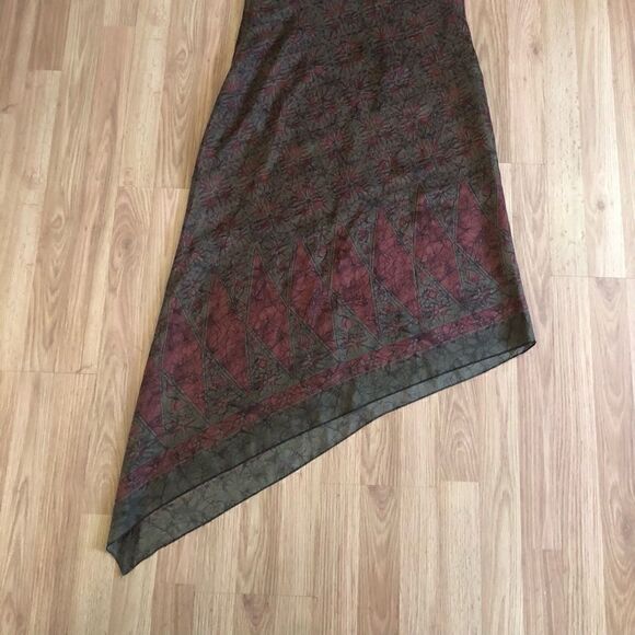 Peruvian Connection 100% Silk Made in Italy Asymmetrical Slip Dress - Picture 9 of 10